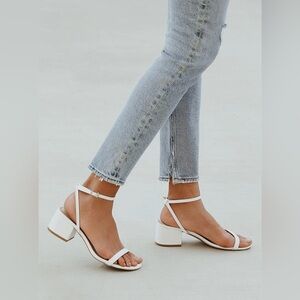 Lulu’s Julie Ankle Strap Heeled Sandal - White